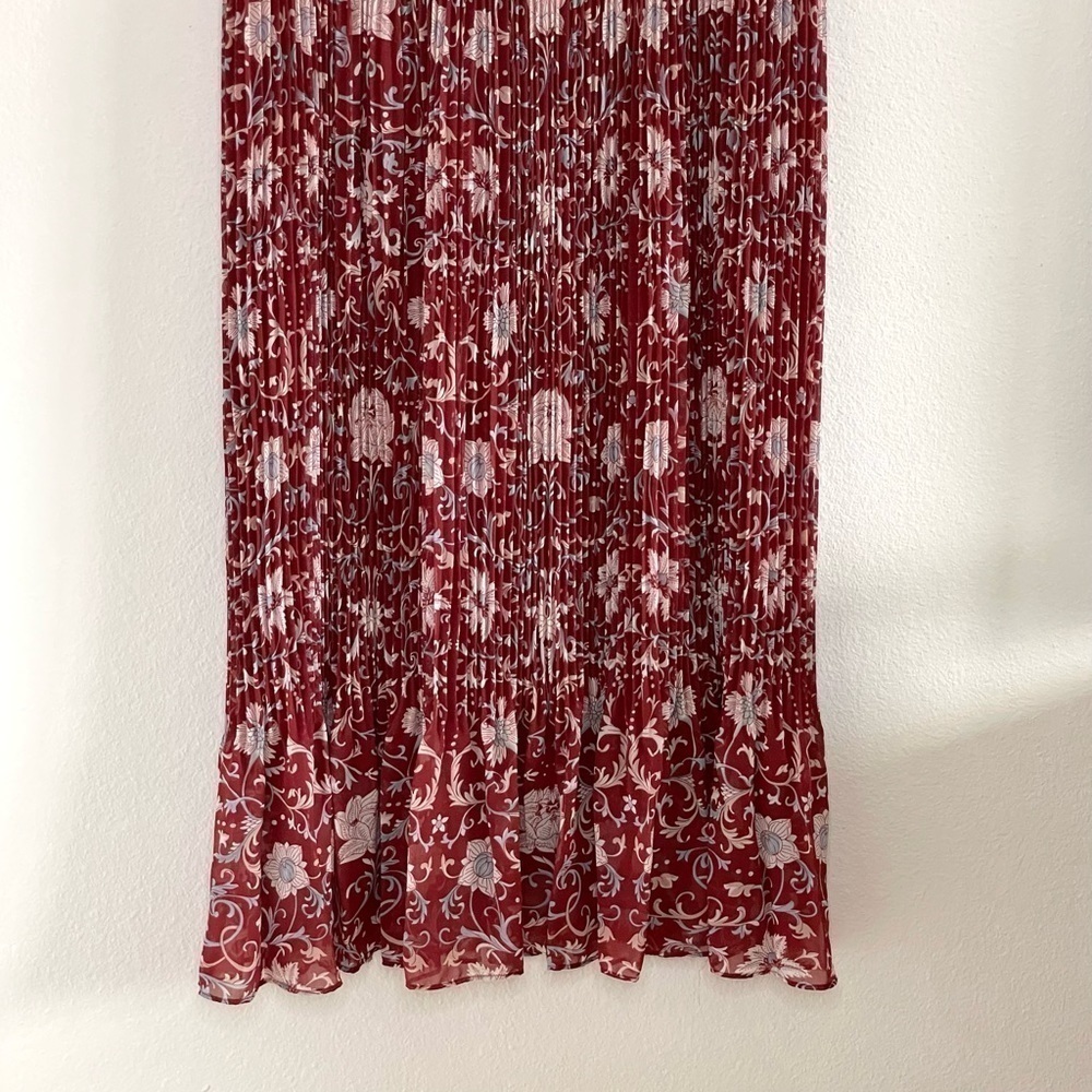 Anthropologie Plenty by Tracy Reese Arcadia Pleated Floral Midi Dress Crimson 8 - Picture 8 of 16